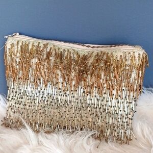MISS ALBRIGHT Gold Beaded Clutch